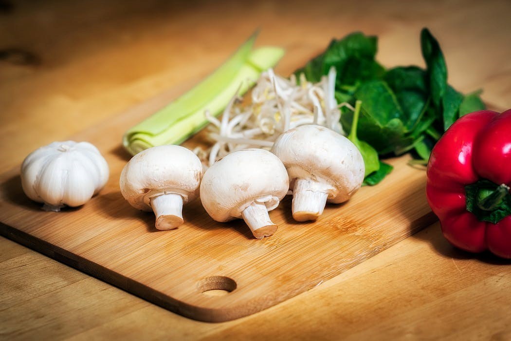 Cutting board with veggies